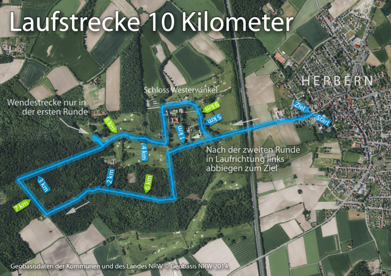 Streckenverlauf 10 km Lauf